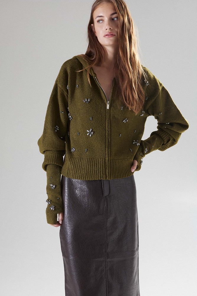 Cardigan din tricot cu detalii decorative