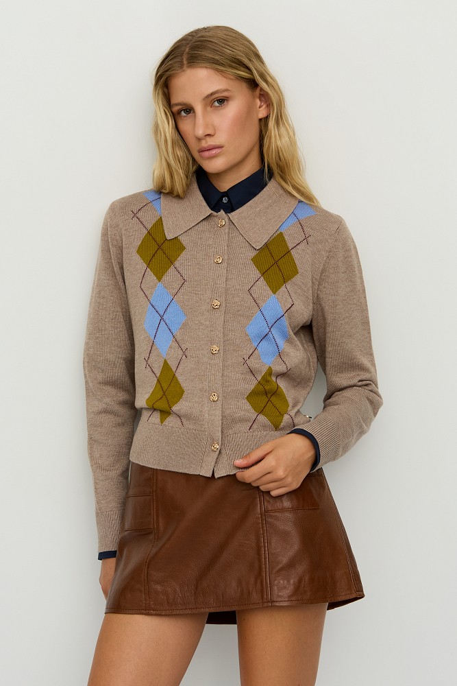 Cardigan din tricot cu print