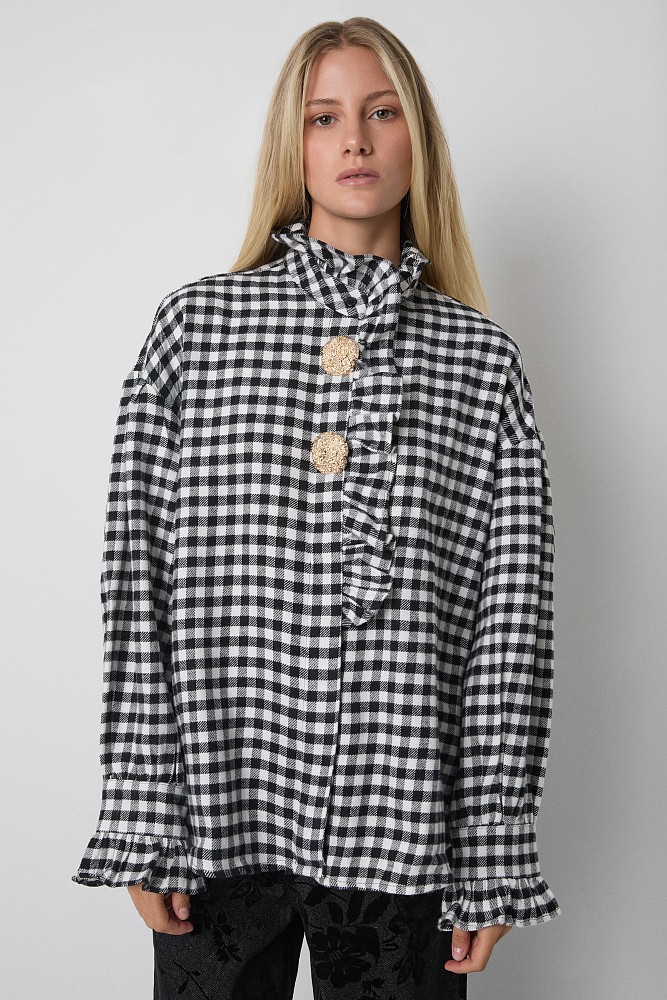 Checked shirt with ruffle details