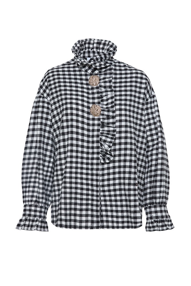 Checked shirt with ruffle details