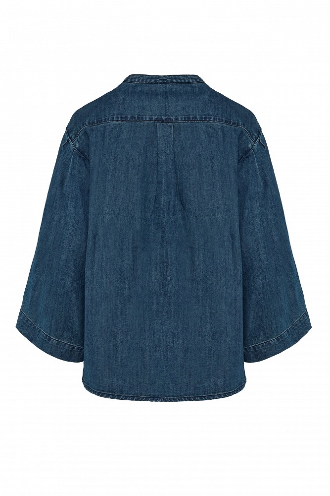 Denim overshirt with decorative embellishments