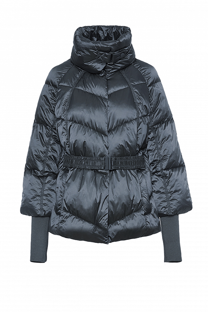 Puffer jacket with ribbed sleeves