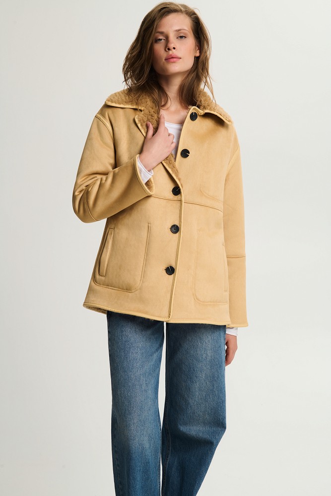 Reversible shearling jacket