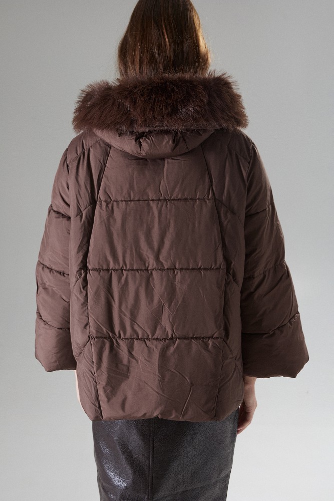 Puffer μπουφάν με γούνα