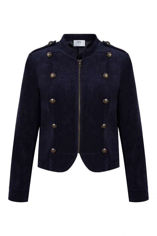 Velvet-look zip-up blazer