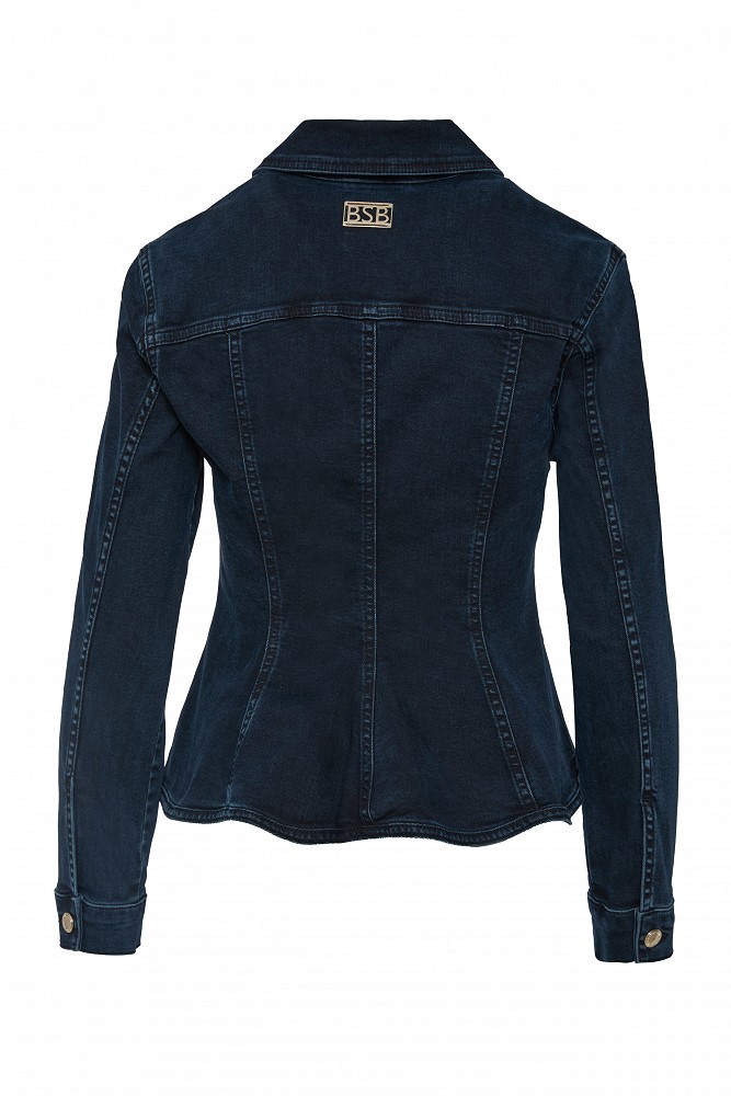 Denim jacket with decorative buttons