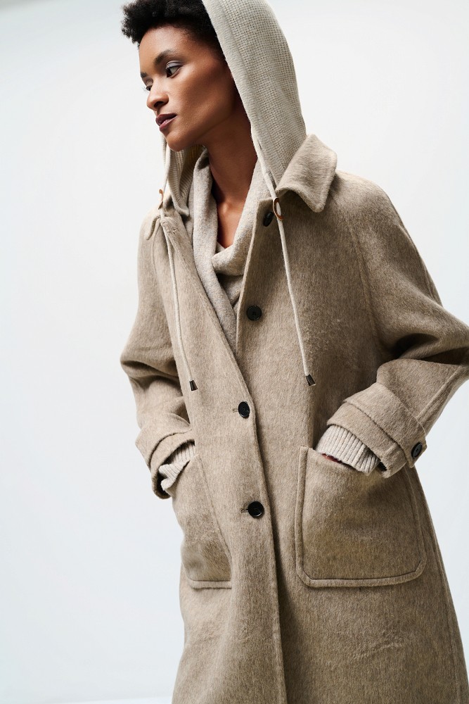 Hooded wool coat
