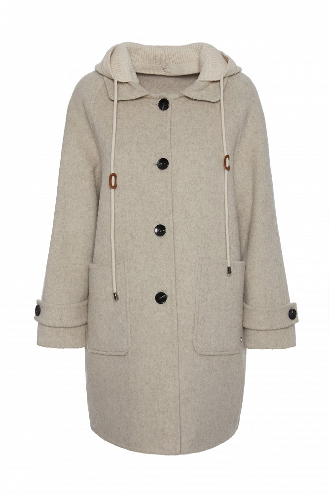 Hooded wool coat