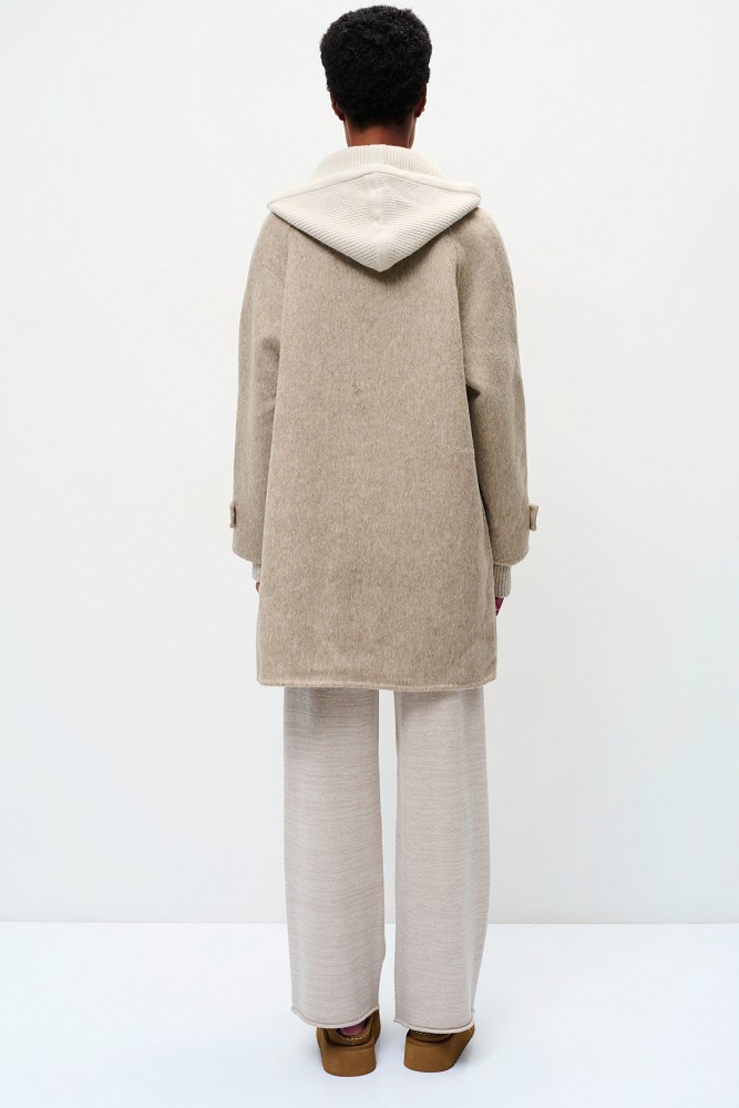 Hooded wool coat