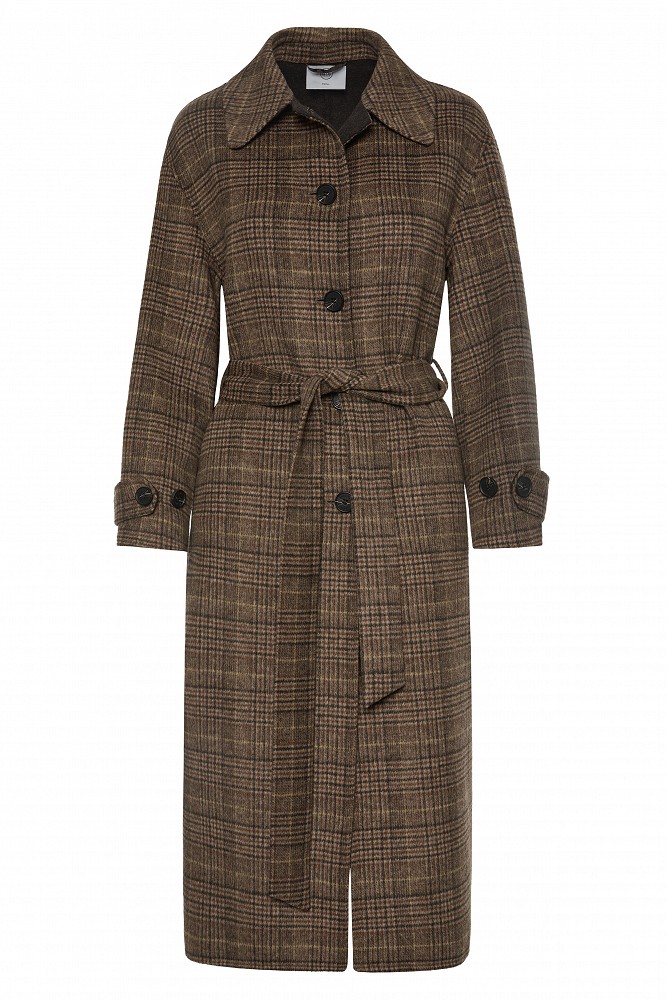 Plaid wool coat with matching scarf
