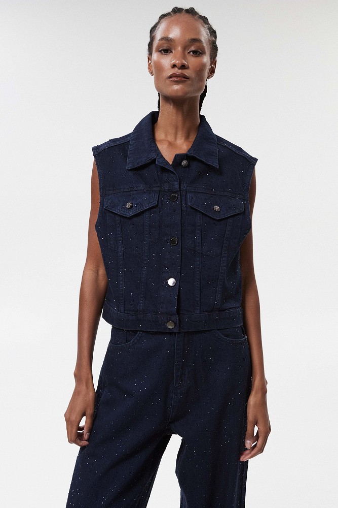 Denim γιλέκο με στρας