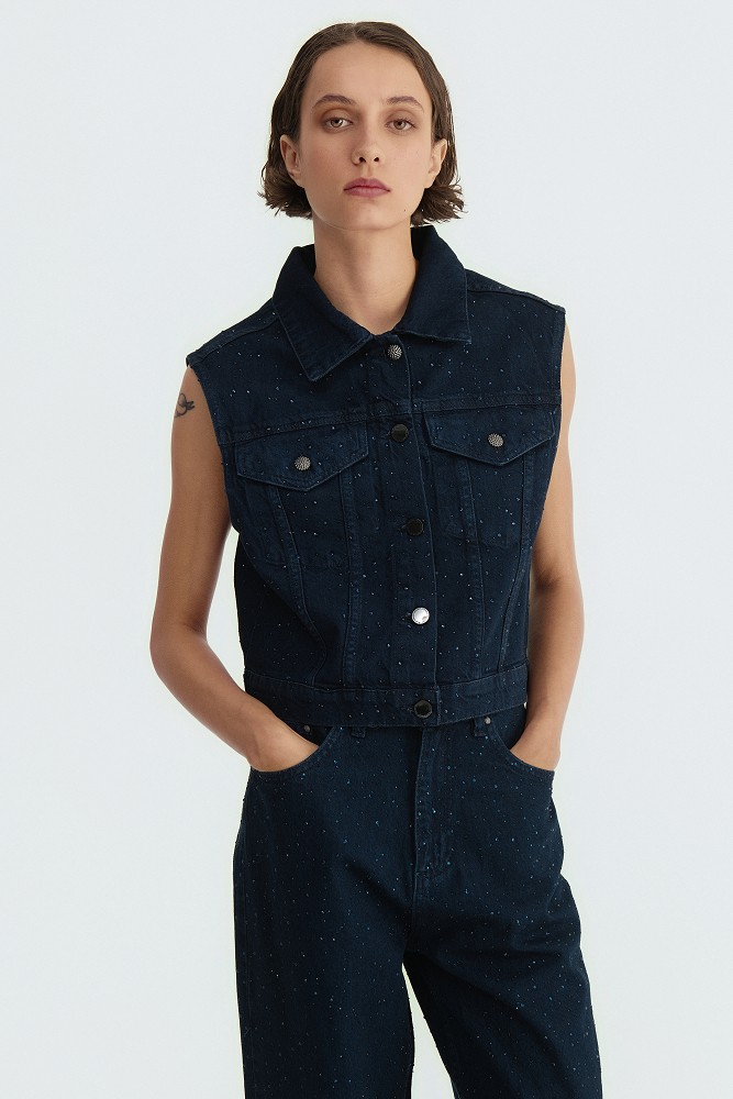 Vestă din denim cu pietricele