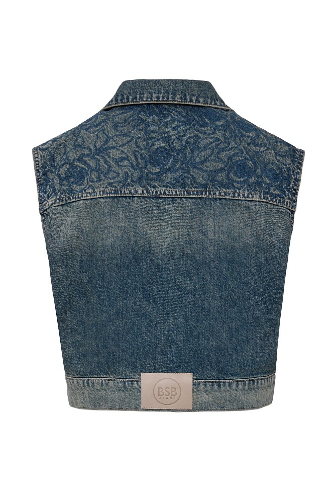 Denim embroidered vest