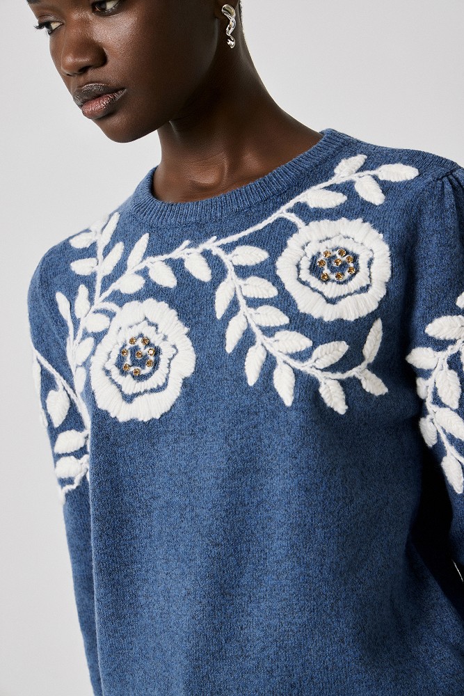Embroidered flower-detail sweater