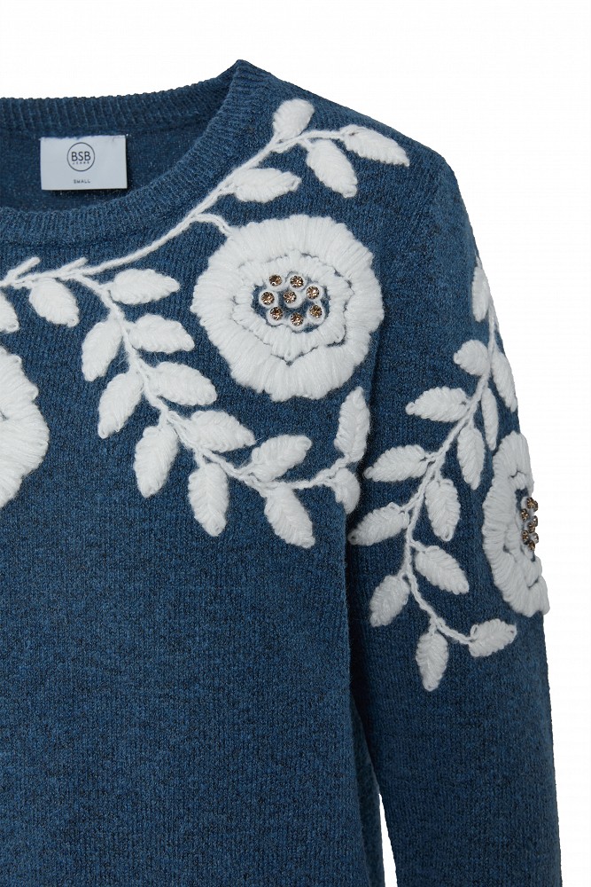Embroidered flower-detail sweater