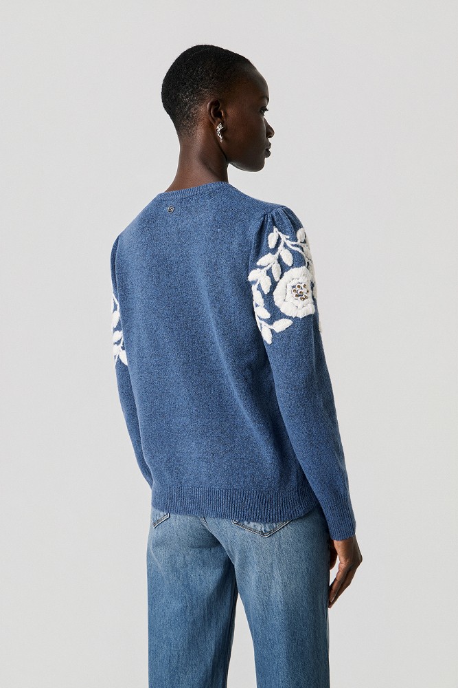 Embroidered flower-detail sweater