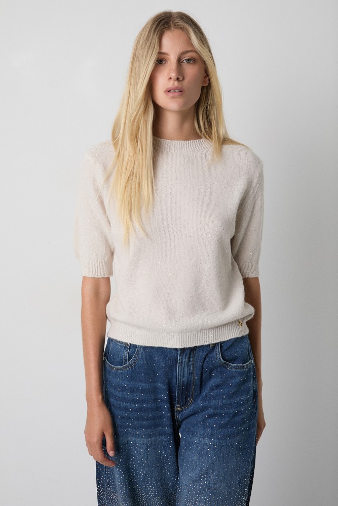 Short-sleeved sequin sweater