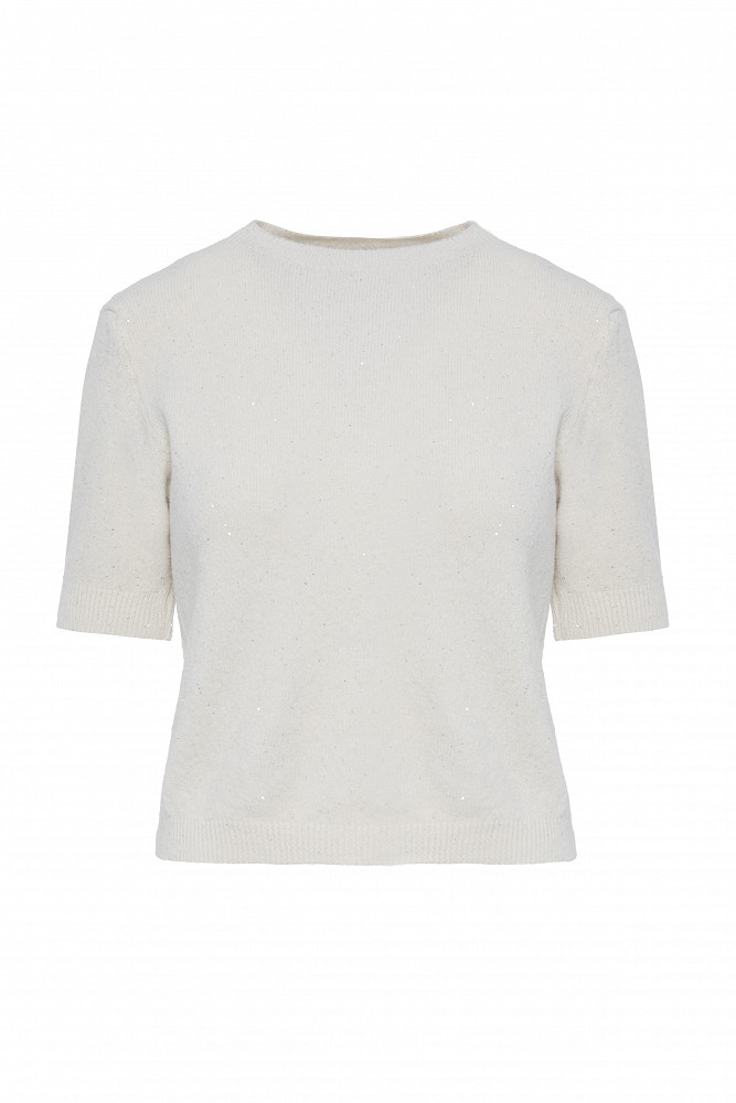 Short-sleeved sequin sweater