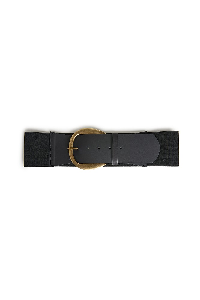 Wide elasticated leather belt