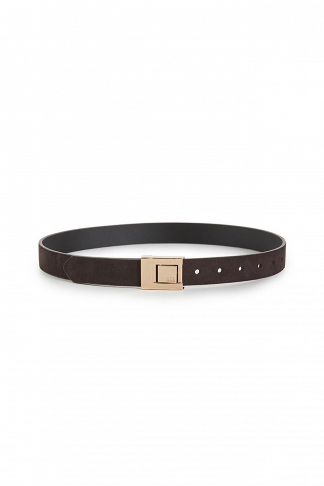 Suede belt with a metal buckle
