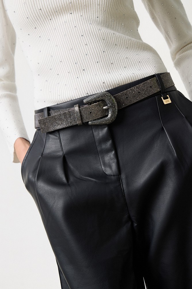 Rhinestone belt with buckle