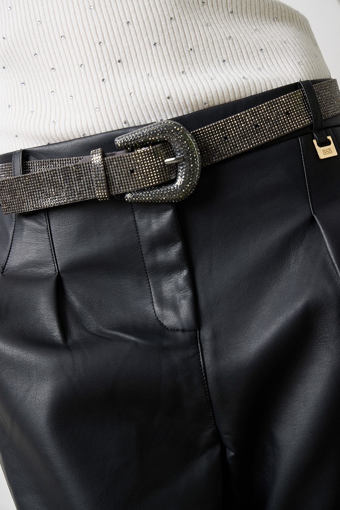 Rhinestone belt with buckle