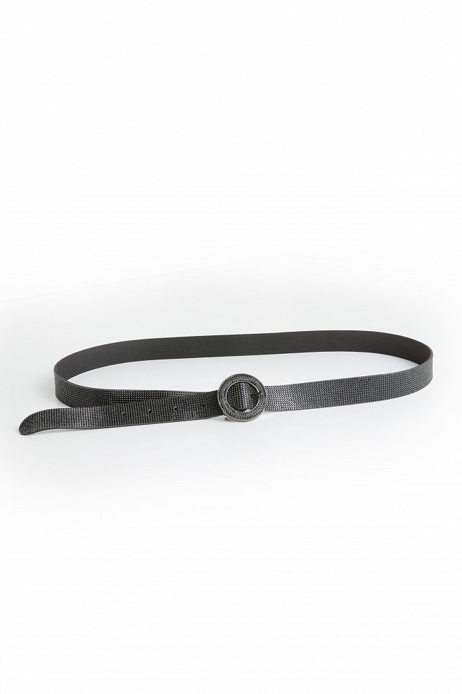 Rhinestone belt with a round buckle