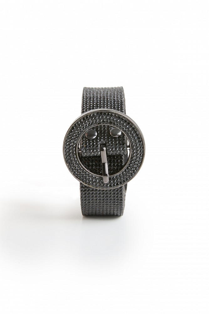 Rhinestone belt with a round buckle