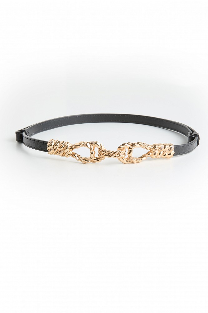 Belt with a metal buckle