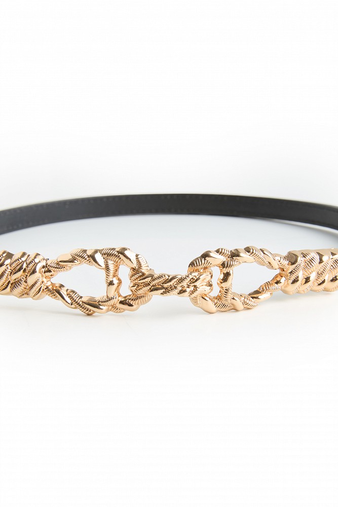 Belt with a metal buckle