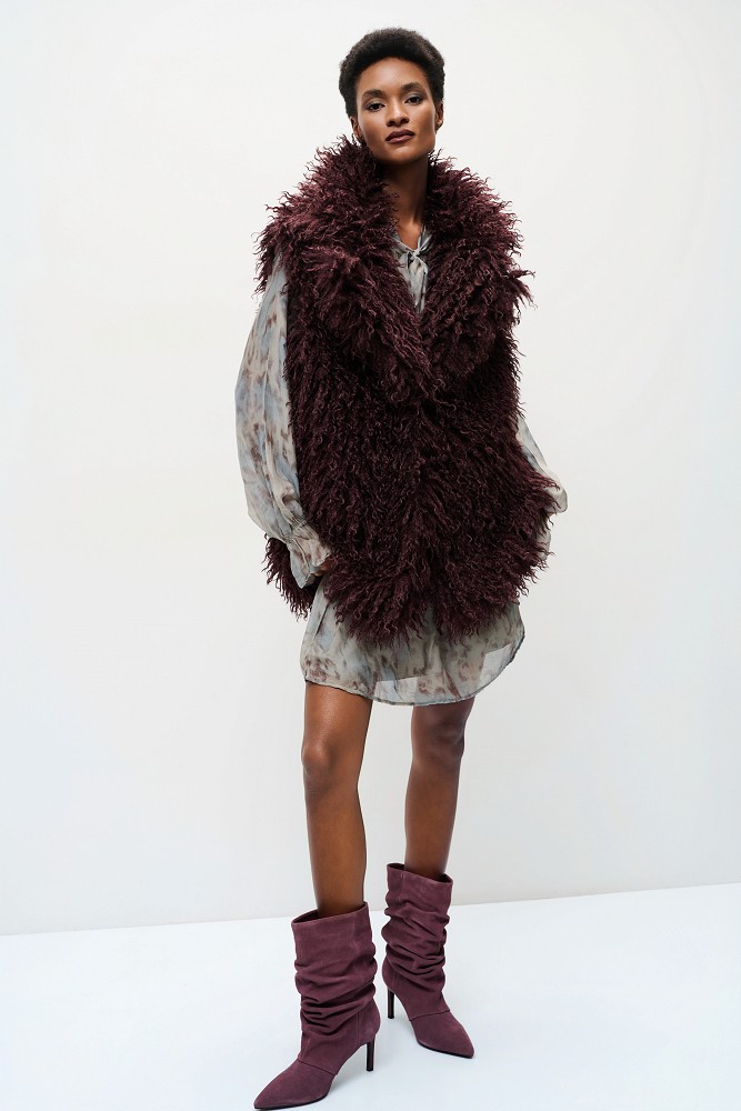 Suede high-knee boots with gathered detailing