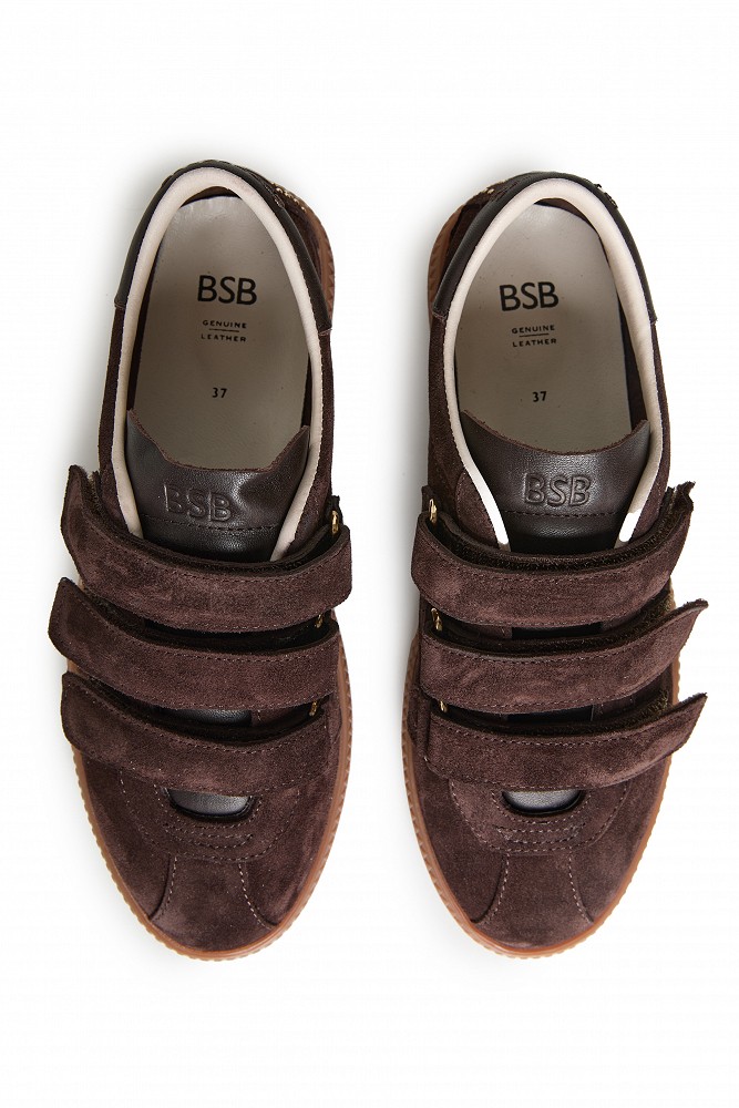 Suede sneakers with velcro straps