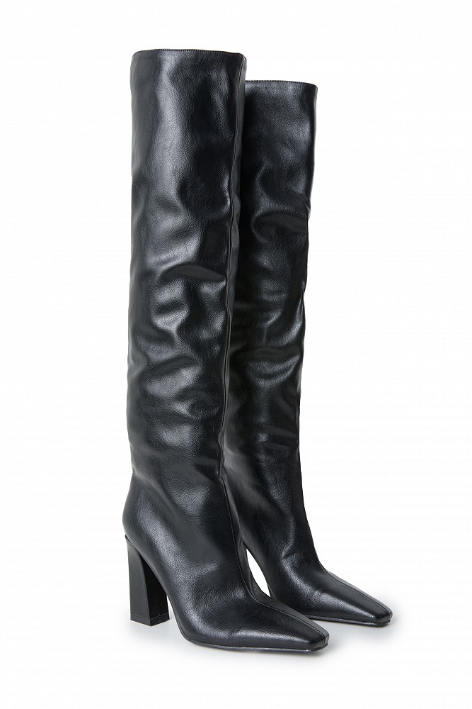 Over-the-knee boots with a chunky heel