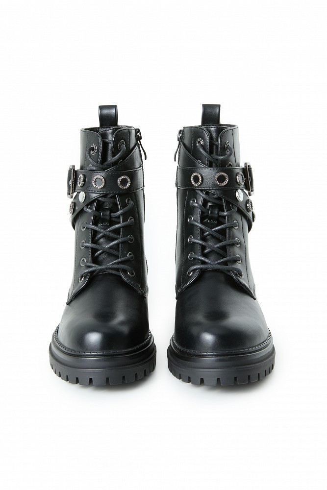 Leather-look ankle boots with decorative details