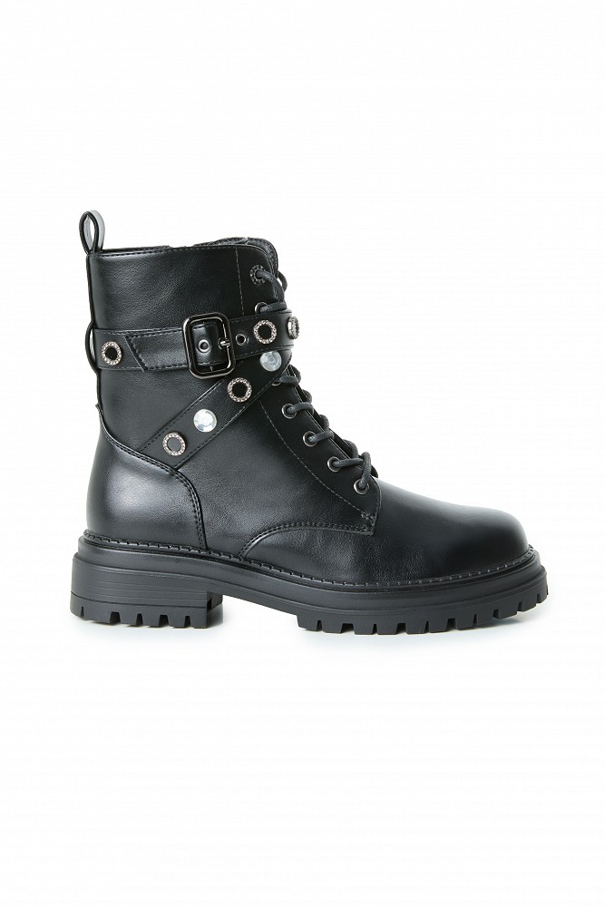 Leather-look ankle boots with decorative details