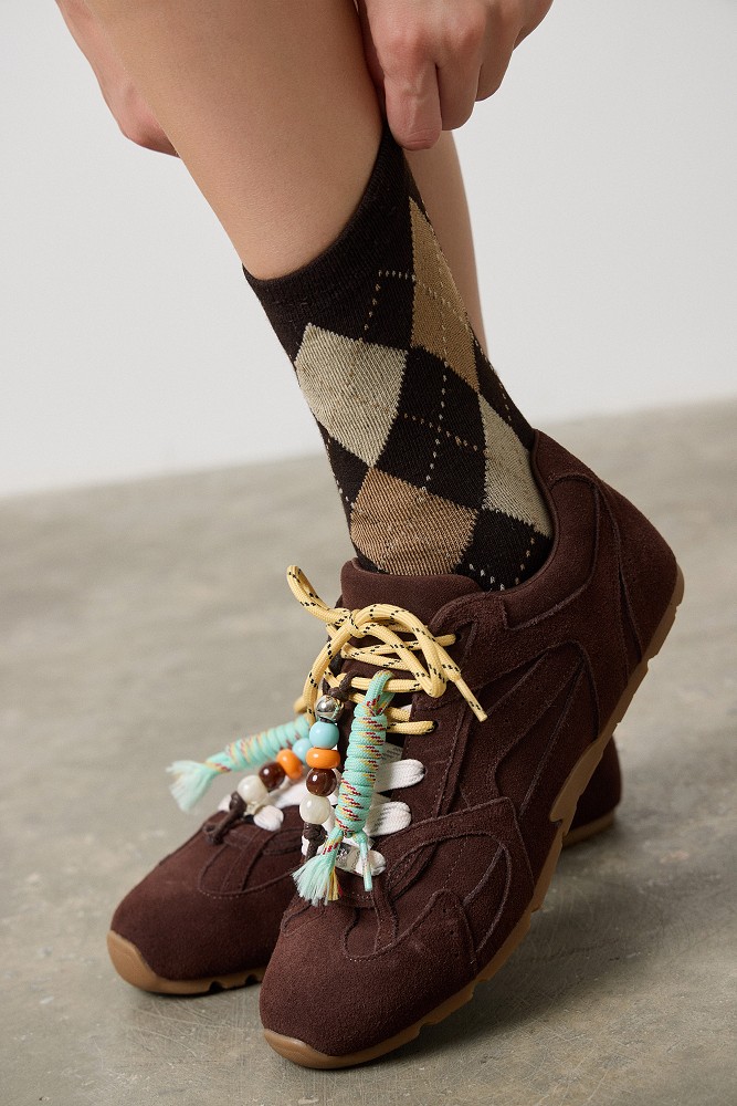 Suede sneakers with multicolored beads