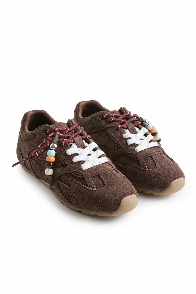 Sneakers din piele întoarsă cu detalii decorative
