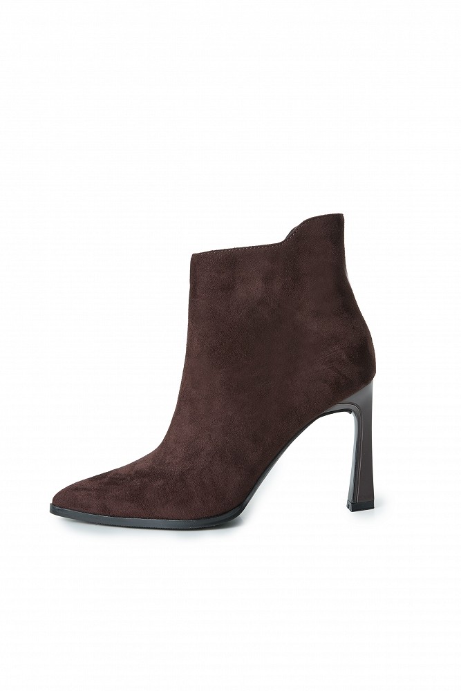 Botine din piele întoarsă cu toc înalt