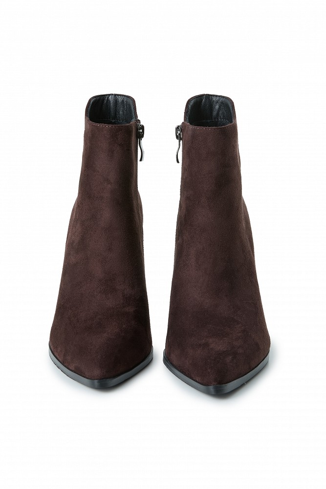 Botine din piele întoarsă cu toc înalt