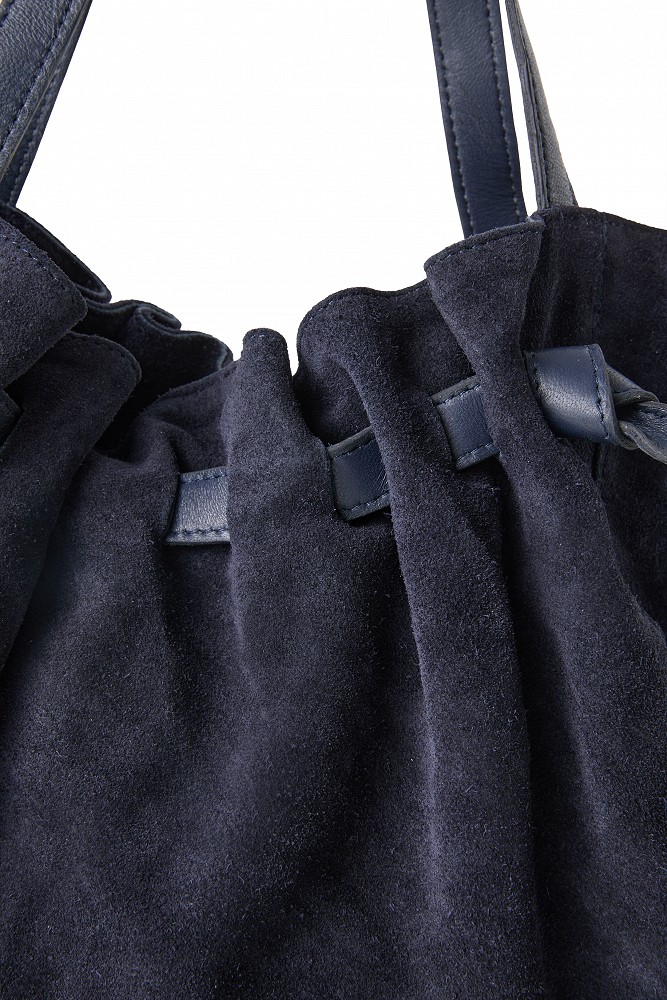 Ruched suede shoulder bag