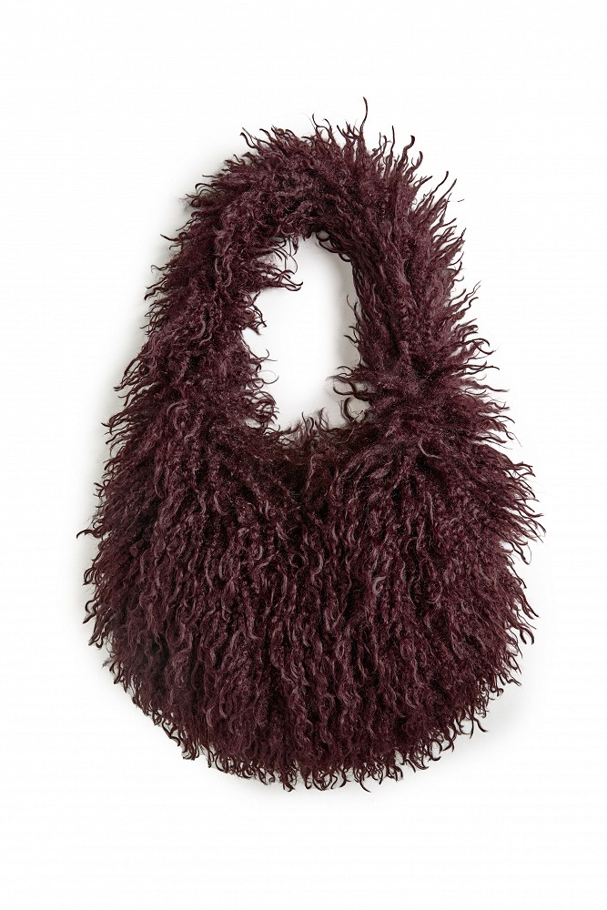 Faux fur shoulder bag