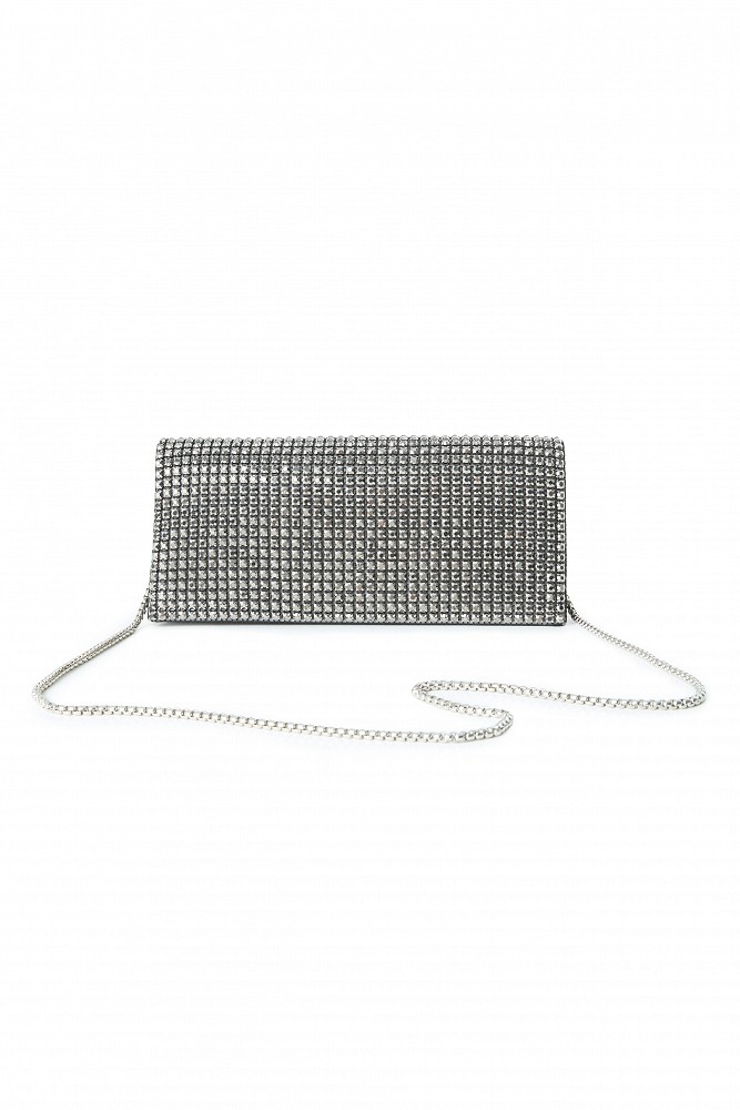 Σατεν clutch με στρας