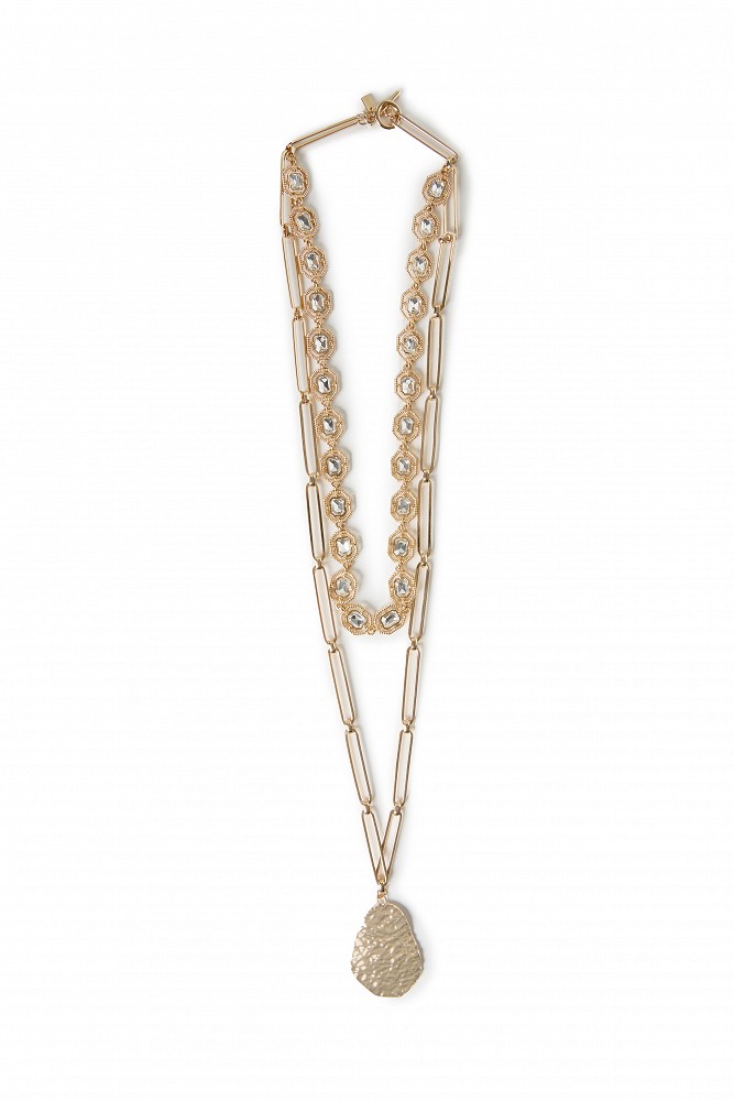 Double-layer necklace with rhinestone detailing
