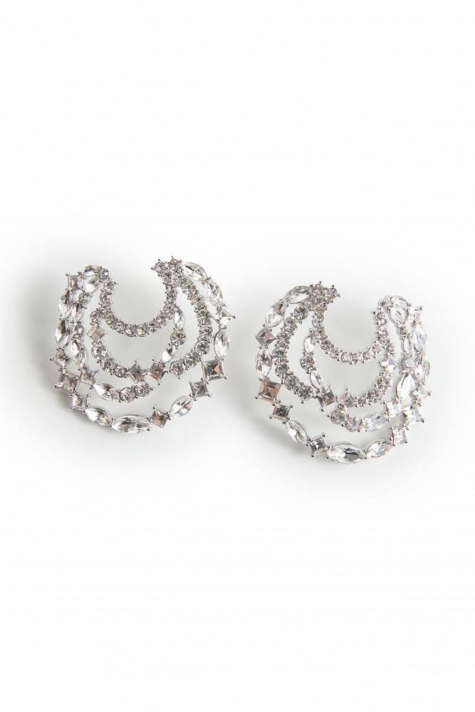 Half-hoop earrings with rhinestones