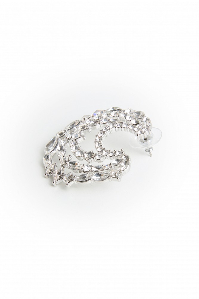 Half-hoop earrings with rhinestones