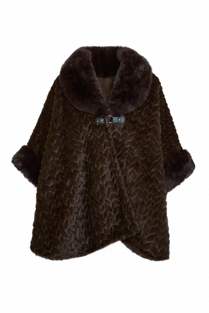 Faux fur cape with textured fur