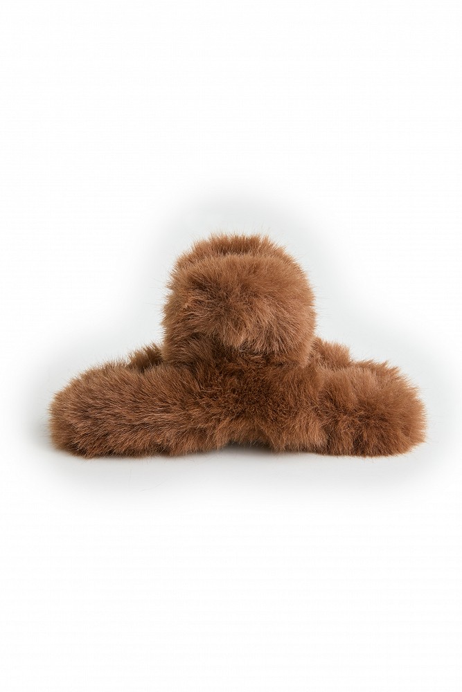Faux fur hair claw clip