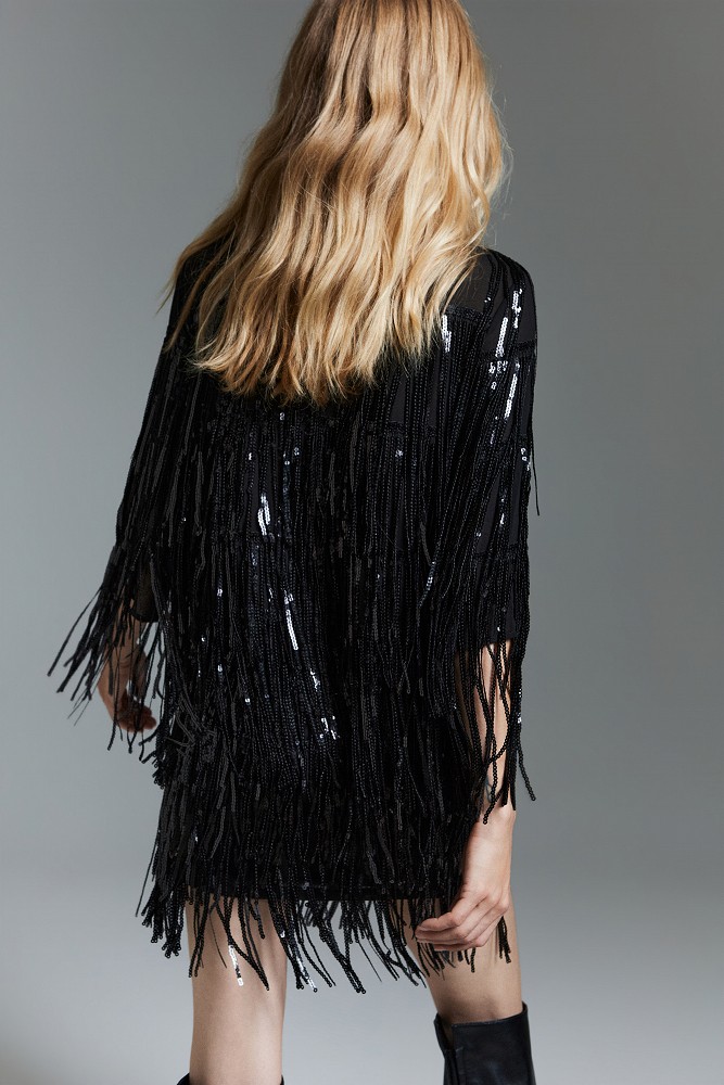 Blouse with sequins and fringe - Gold label