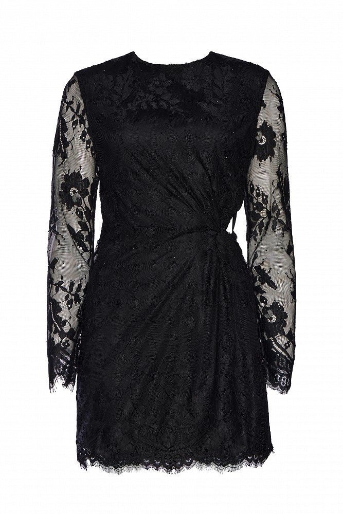 Rochie scurtă cu dantelă și pietricele - Gold Label
