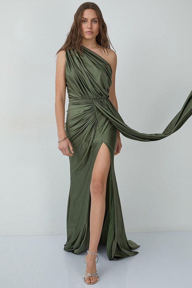 Rochie lungă pe un umăr - Gold label